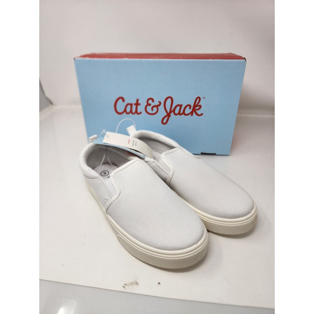 Cat & Jack Boys Hollis Slip On Sneakers White Cotton Casual Size 3